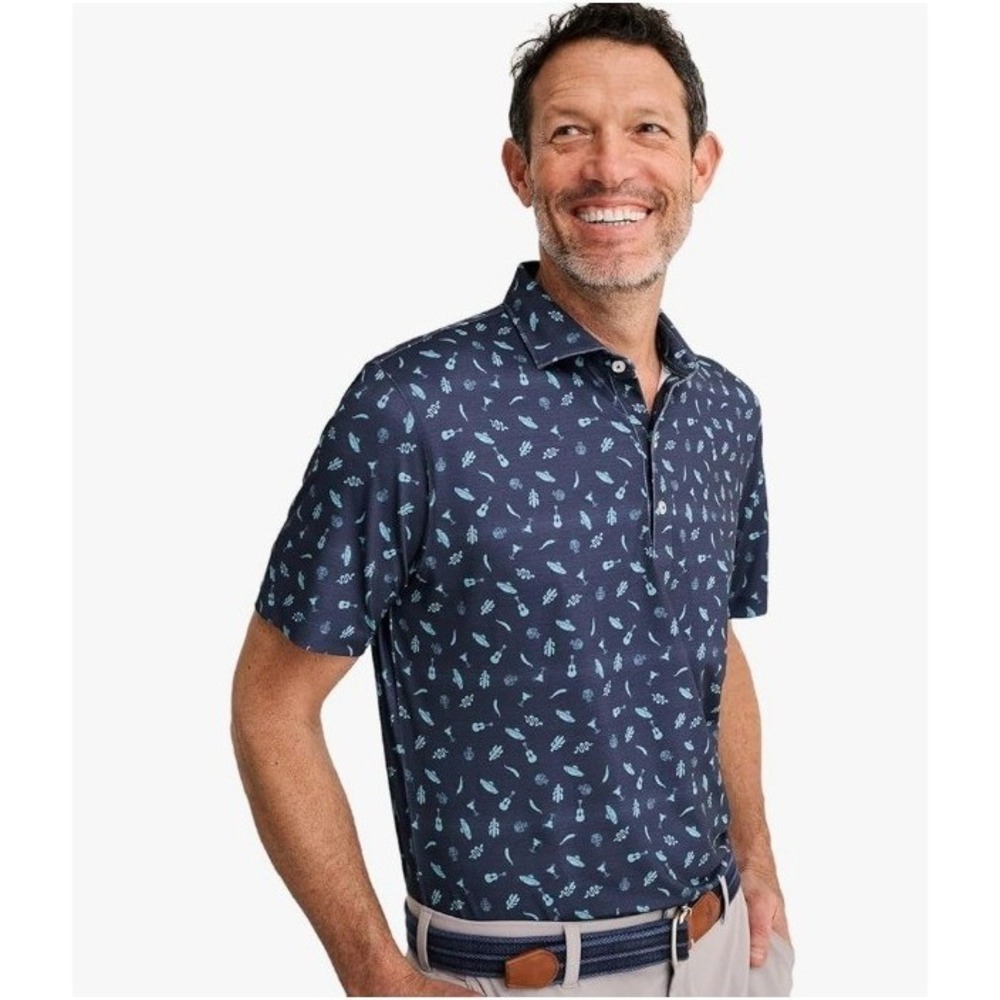 Johnnie-O Tex Mex Polo Mens Size XXL Navy Short Sleeve Golf JMP06410 Stretch EUC